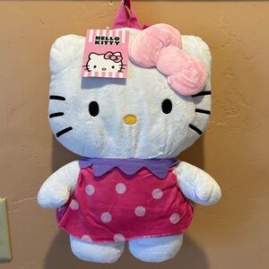 HELLO KITTY Pink & White Polka Dot Figural Backpack Made By Sanrio